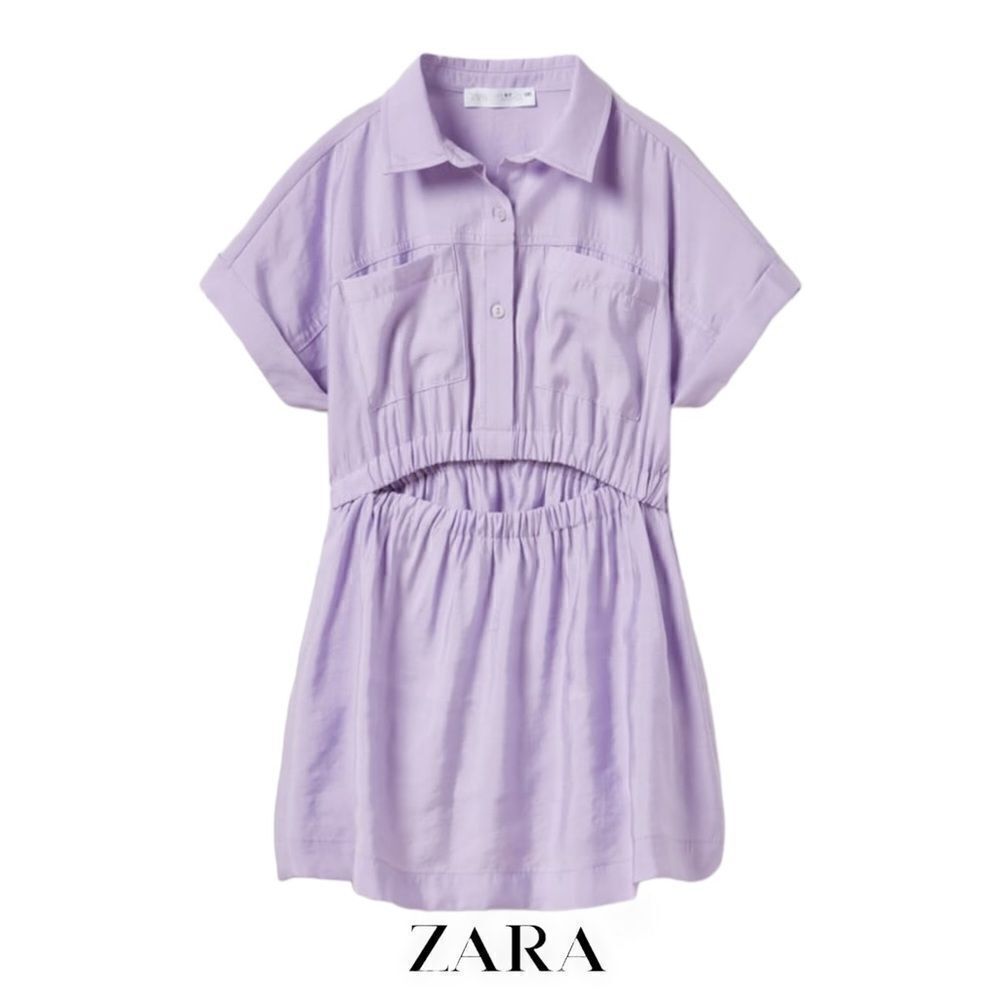 ZARA Girls Mauve Cutout Shirt Dress NWT Size 14 - Picture 2 of 6